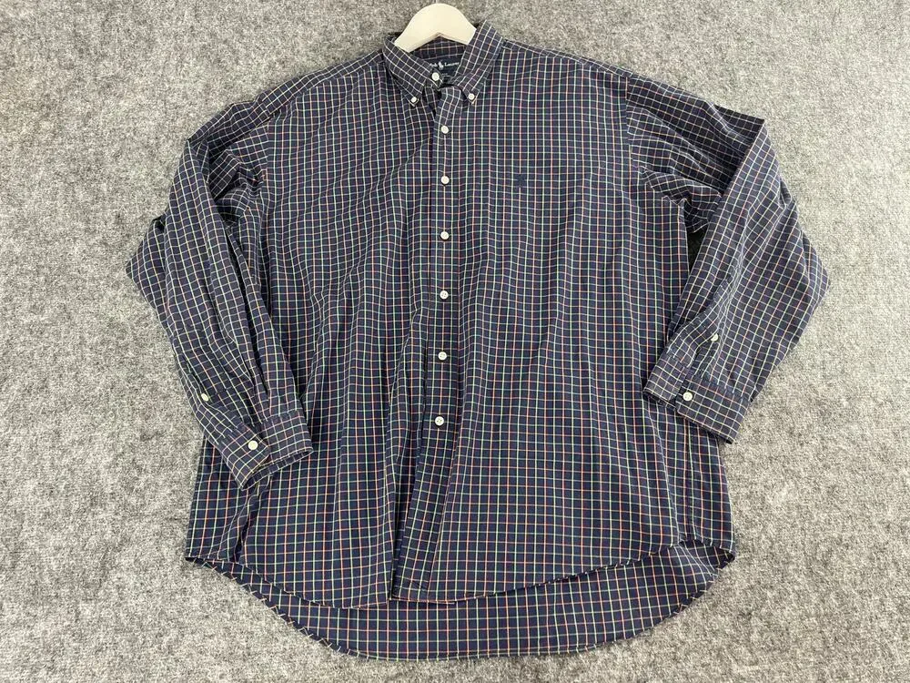 Polo Ralph Lauren Shirt Mens Extra Large Blue Check Plaid Button Up N192